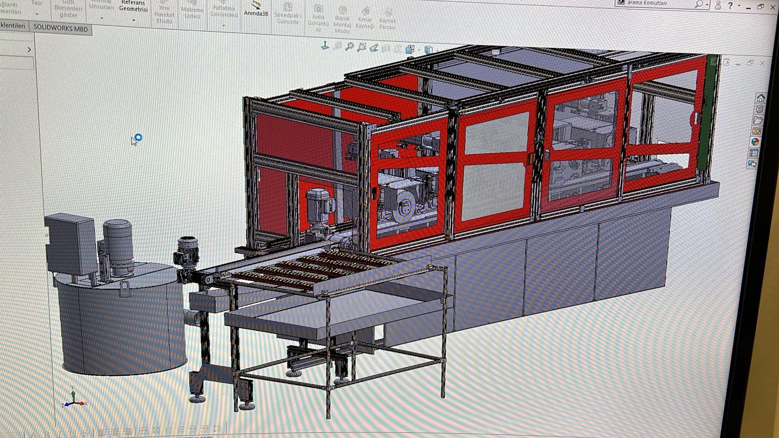Havlupan Taşlama Makinesi Görsel 1 - SolidWorks üzerinden hazırlanmış genel sistem modeli
